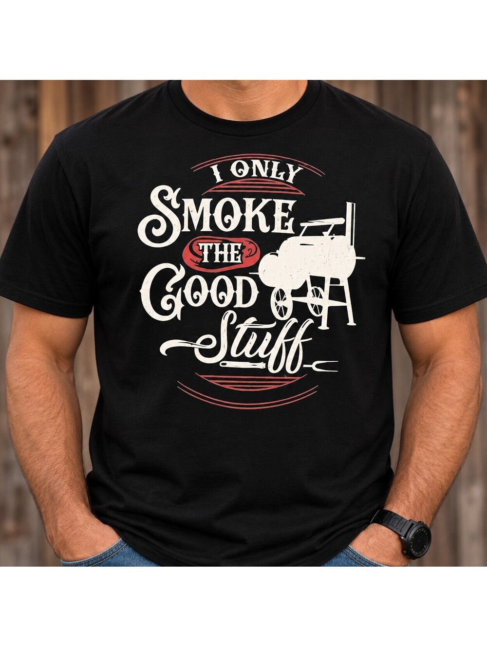 Black I Only Smoke the Good Stuff Graphic T-Shirt